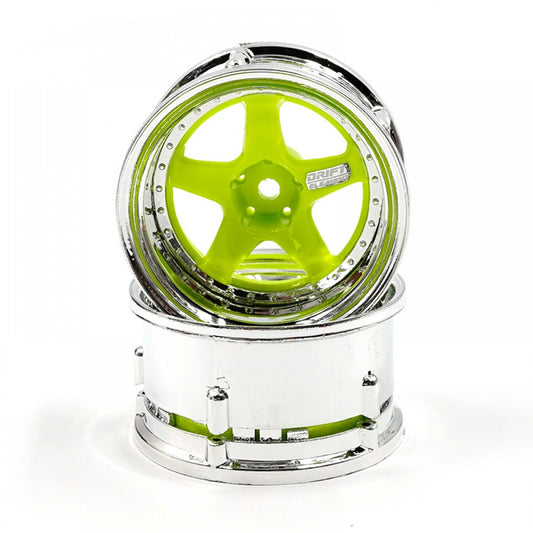 ds racing de-025 rc drift wheels changeable offset 1/10 flu lime