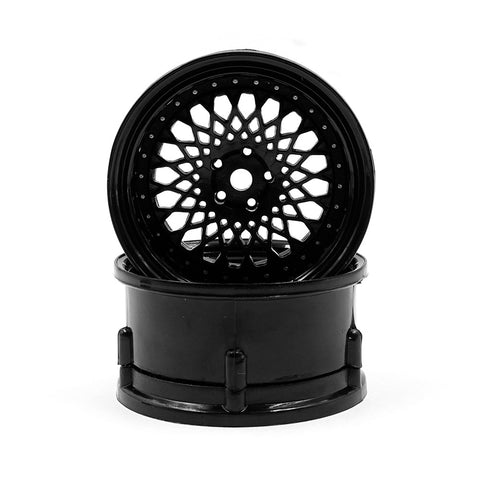 DS Racing Mesh Black Wheel Rim Set for 1/10 RC Car, 2pcs, Adjustable Offset DE-306