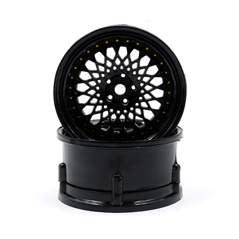 DS Racing Mesh Black Wheel Rim Set for 1/10 RC Car, 2pcs, Adjustable Offset DE-307