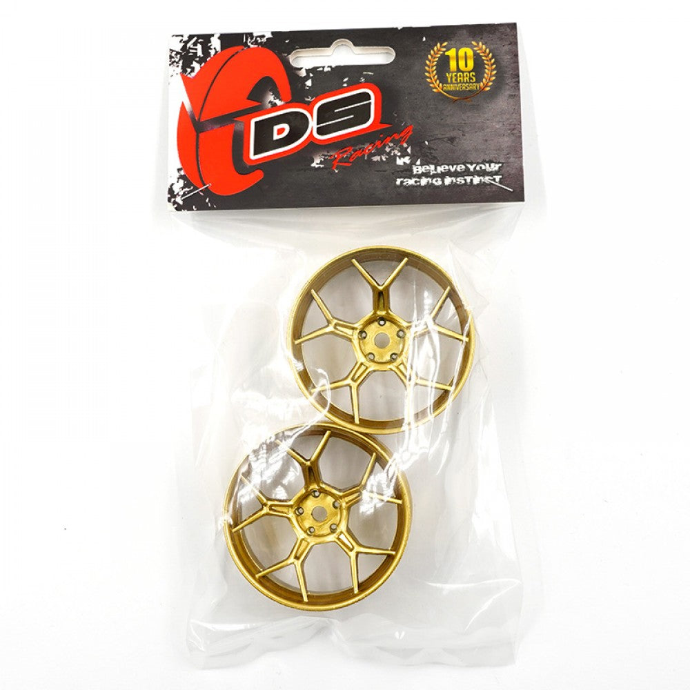 DS Racing 1/10 RC Drift Car Gold Lightweight Wheel Rims, 6mm Offset, 2pcs DF-006