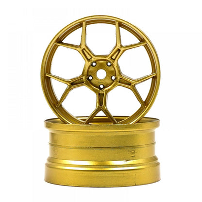 DS Racing 1/10 RC Drift Car Gold Lightweight Wheel Rims, 6mm Offset, 2pcs DF-006