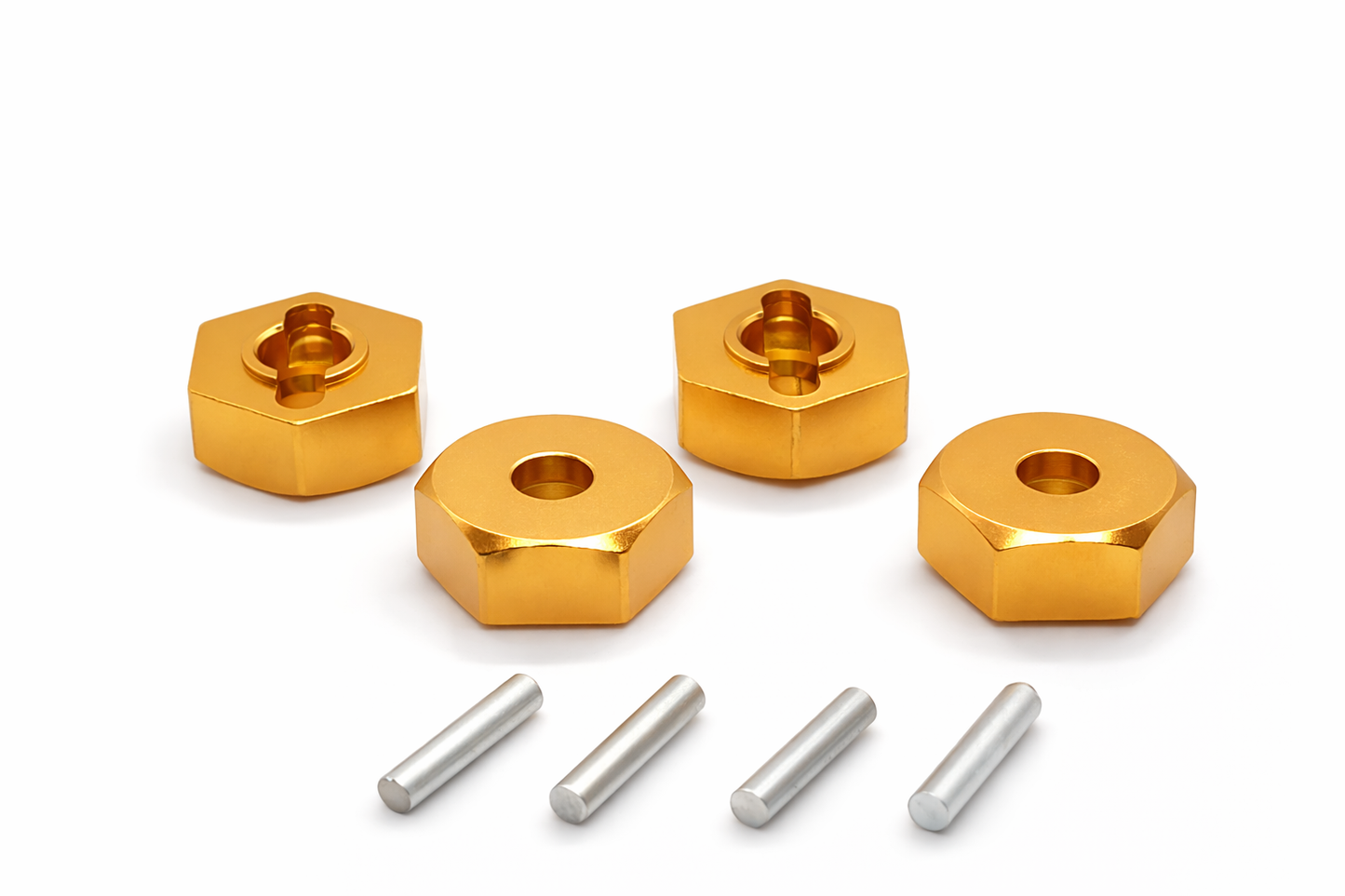 RC Wheel Hex Adapters & Axle Pins (12mm x 5mm) Gold