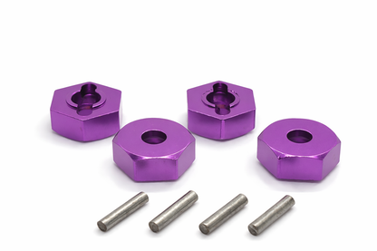 RC Wheel Hex Adapters & Axle Pins (12mm x 5mm) Purple