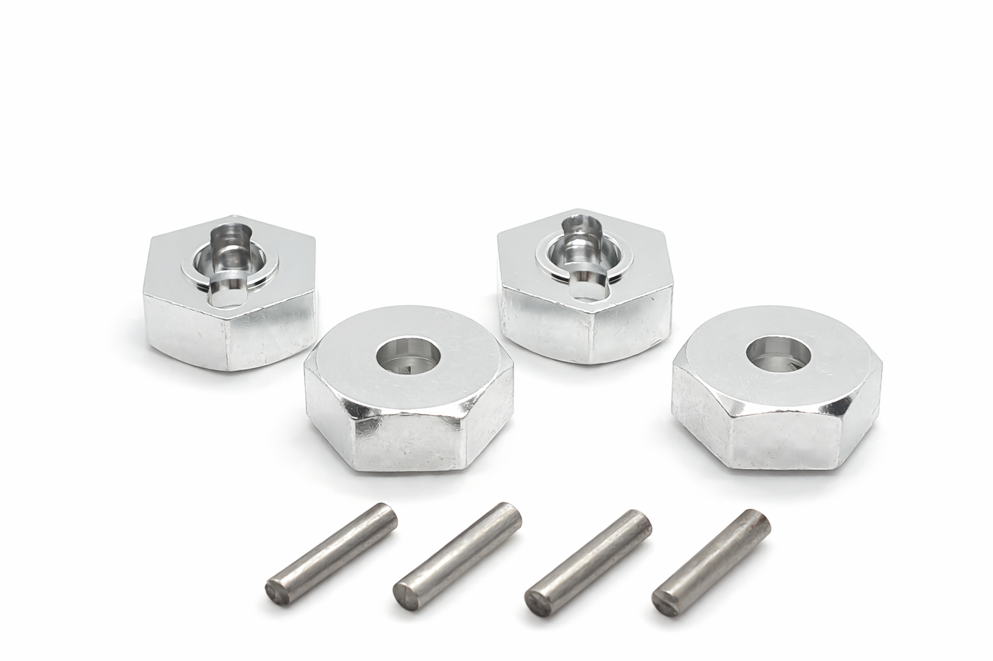 RC Wheel Hex Adapters & Axle Pins (12mm x 5mm) Silver