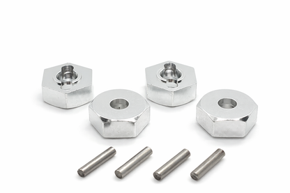 RC Wheel Hex Adapters & Axle Pins (12mm x 5mm) Silver
