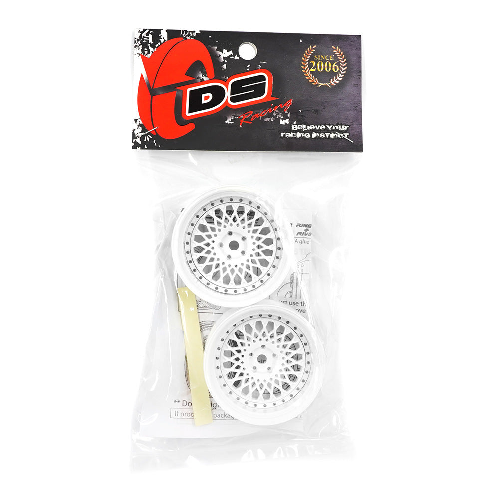 DS Racing drift elements 1/10 rc drift wheels mesh de‑302 white black rivets