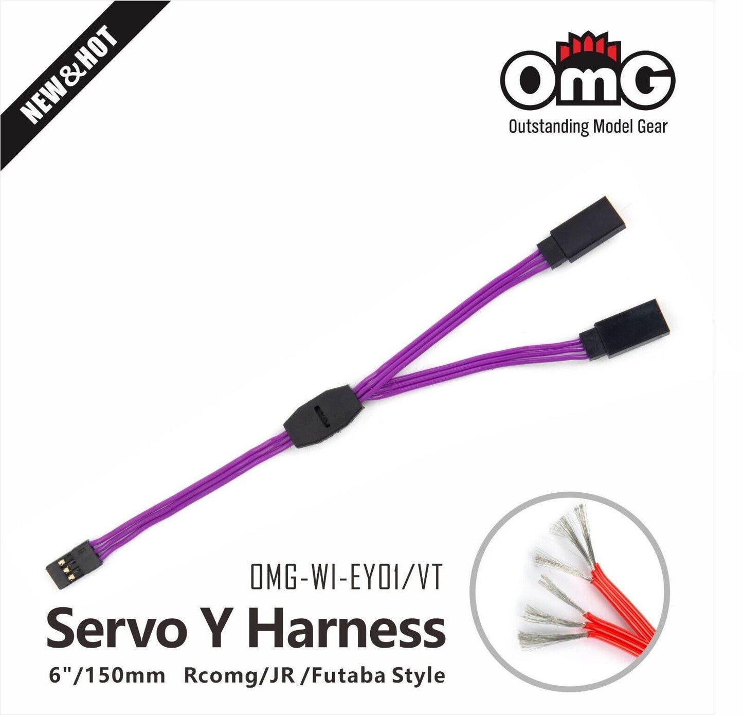 RC Car Y Lead Harness Splitter Cable, Various Colours, 6mm x 150