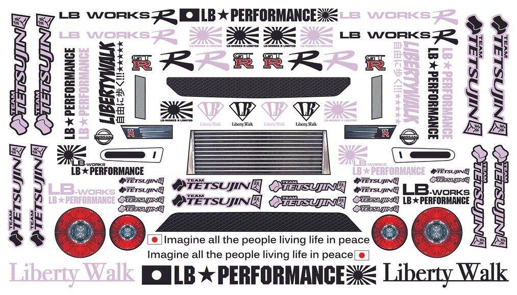 tetsujin r35 gt-r liberty walk v1 body shell tt-8211 1/10