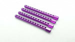 Close-up of 1/10 scale RC aluminium body shell post set, 60mm, in assorted colours - purple