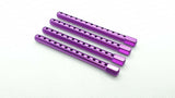 Close-up of 1/10 scale RC aluminium body shell post set, 60mm, in assorted colours - purple