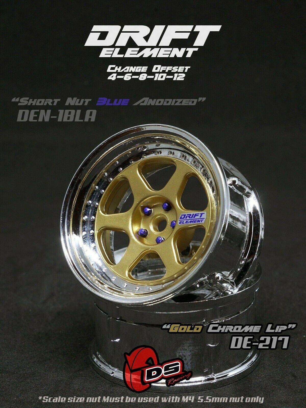 ds racing drift elements de-217 rc drift wheels changeable offset 1/10