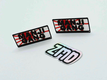 1:10 RC Car Body Shell Licence Number Plate Set, "Manji Gang" Rising Sun.