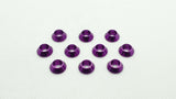 10-piece set of M3 aluminium cup head gasket washers, designed for secure and flush screw fittings in RC cars