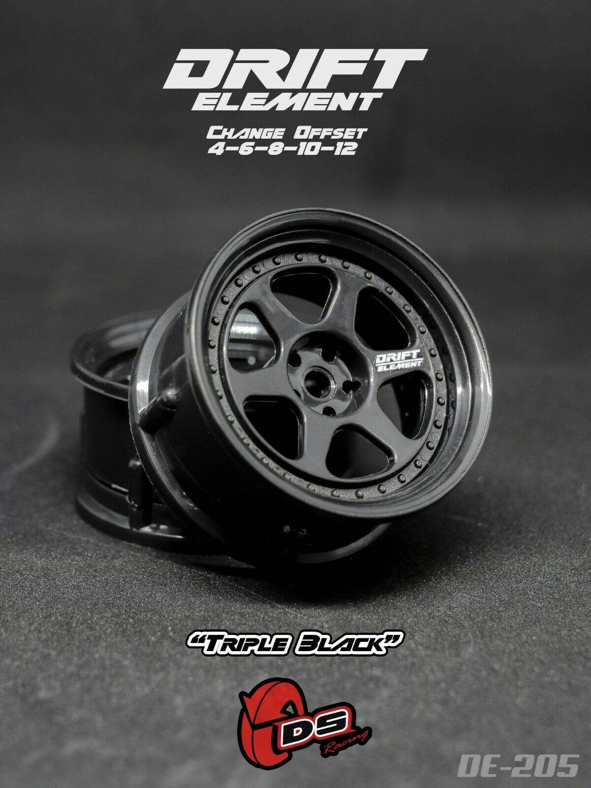 ds racing drift elements de-205 rc drift wheels changeable offset 1/10