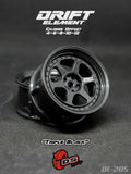 Close-up of the black DS Racing Drift Elements 2 DE-205 RC wheel set, adjustable, designed for 1/10 scale RC cars
