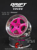 Close-up of the pink DS Racing Drift Elements DE-023 RC wheel set, adjustable, designed for 1/10 scale RC cars