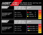 Close-up of MST DK Coil Spring Set 26-28mm, 6 Sets #820157 for precise RC suspension adjustments