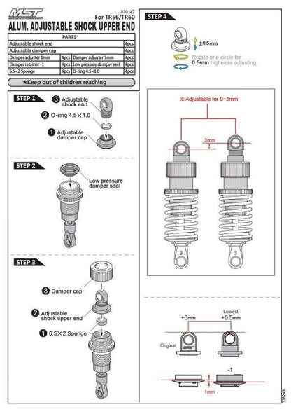MST Shock Damper Cap Set - 820147 (Adjustable)