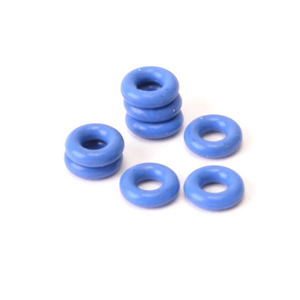 Close-up of blue silicone Schumacher PRO Shock Damper O Ring Seals, part U4285