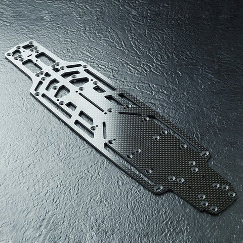 Close-up of MST RMX 2.5 Carbon Lower Chassis Deck, showcasing its flexible design, #210656