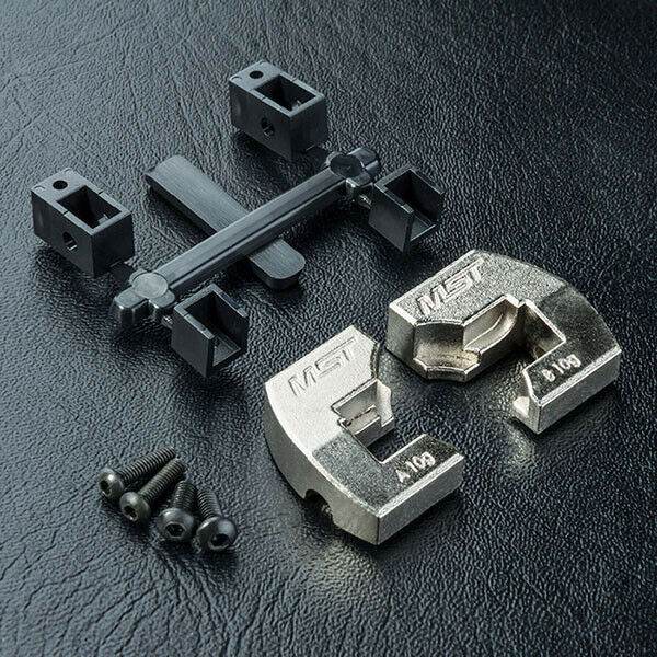 Close-up of MST Aluminium Hub Upright Weight #820092 for drift car performance