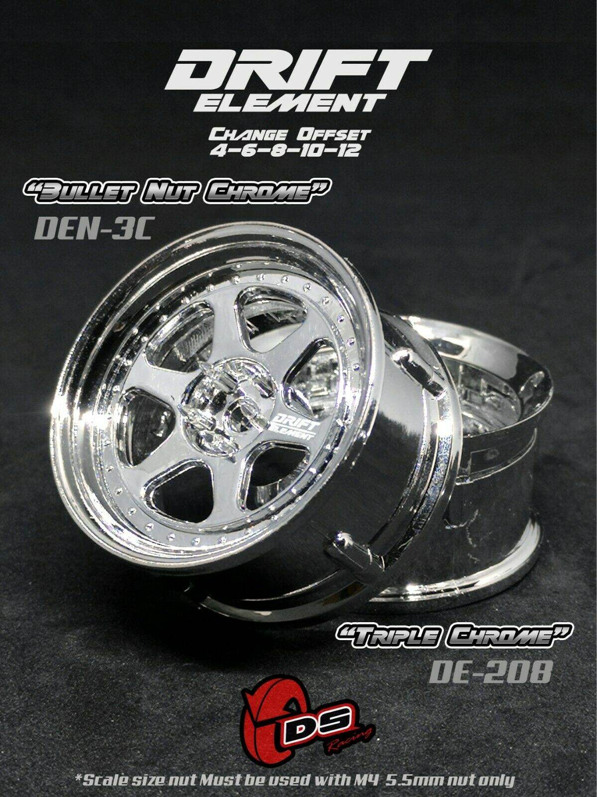 ds racing drift elements de-208 rc drift wheels changeable offset 1/10