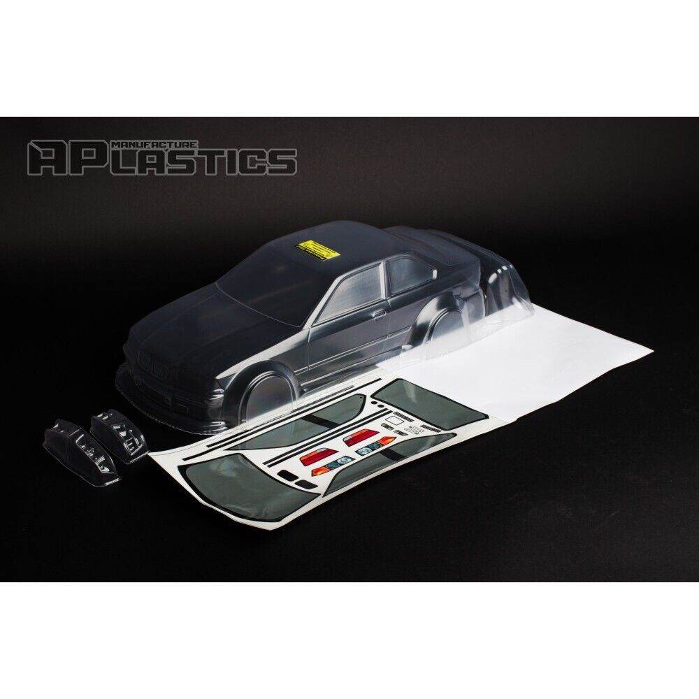 APlastics BMW E36 M3 1:10 RC Car Body Shell, Clear Unpainted, 197mm - UK