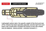 Close-up of MST RMX 2.5 Carbon Lower Chassis Deck, showcasing its flexible design, #210656