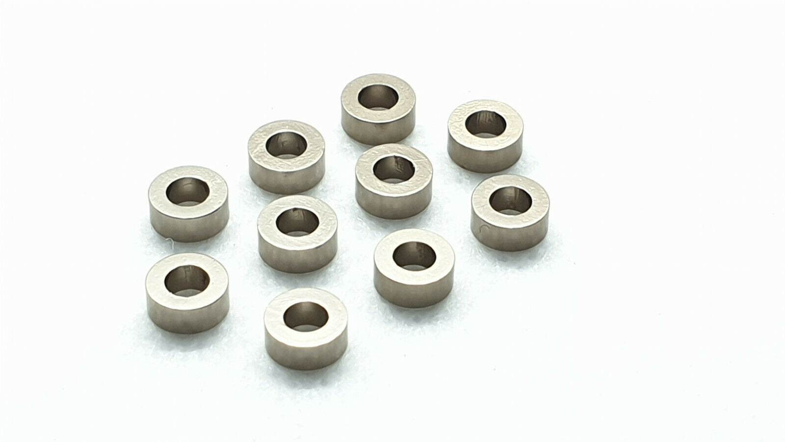 Pack of 10 aluminium M3 2.5mm flat gasket washers, used as spacer shims for precise RC car assembly
