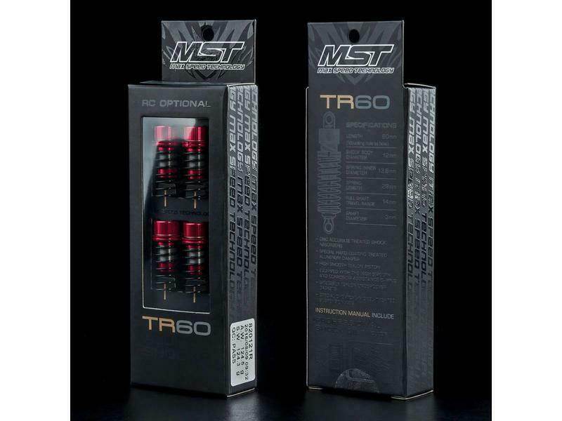 Packaging of MST TR60 Aluminium Shock Damper Suspension Set #820121 for RC cars