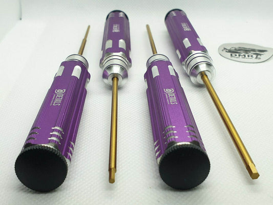 4-piece purple metric HEX Allen screwdriver set for RC cars, designed for precise adjustments - purple