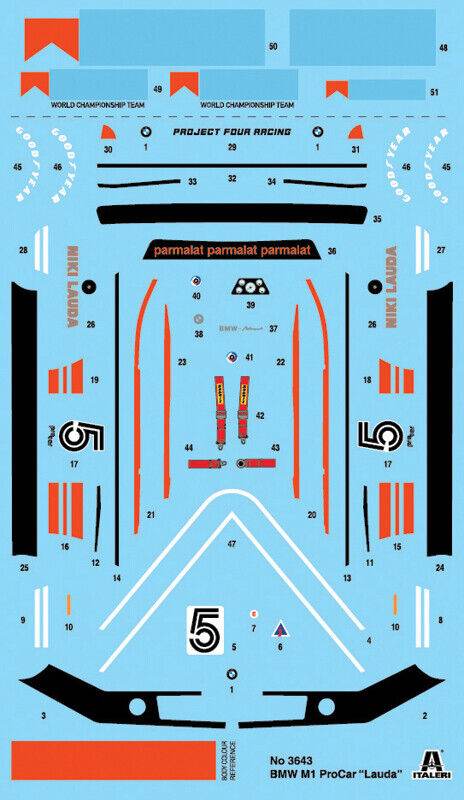 1/24 ITALERI Model Kit - BMW M1 Procar Plastic Builders Kit, No:3643