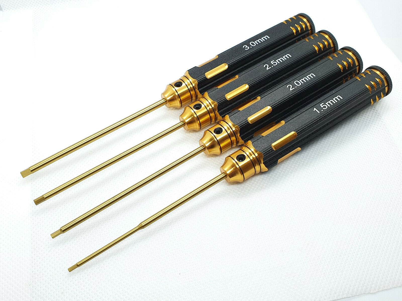 4-piece black metric HEX Allen screwdriver set for RC cars, designed for precise adjustments