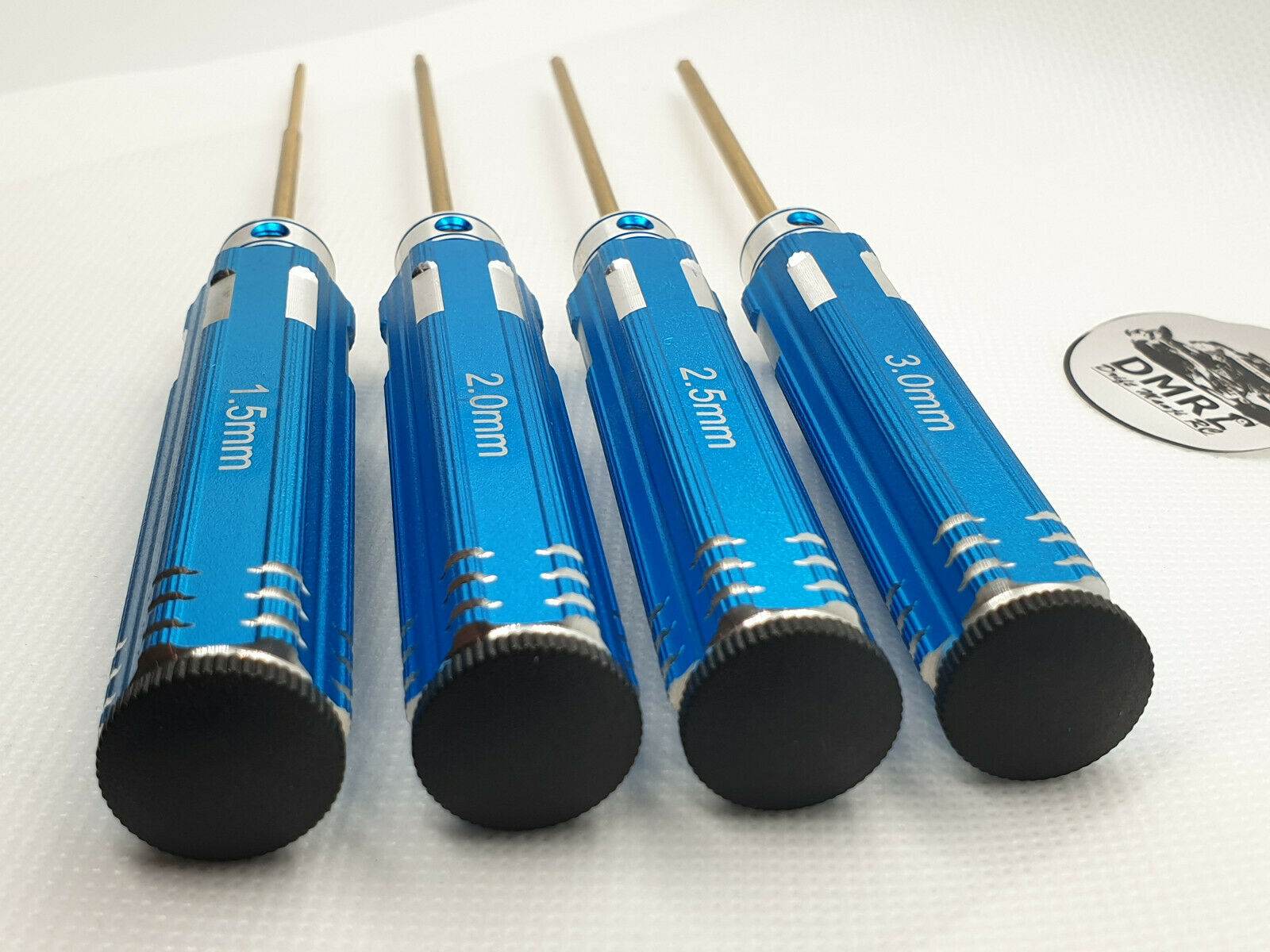 4-piece blue metric HEX Allen screwdriver set for RC cars, designed for precise adjustments