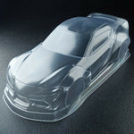 Close-up of MST Toyota Supra A90 Rocket Bunny 200mm Clear Body Shell, unpainted for RC customization