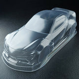 Close-up of MST Toyota Supra A90 Rocket Bunny 200mm Clear Body Shell, unpainted for RC customization