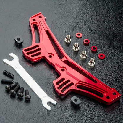 Close-up of MST RMX 2.5 Rear Damper Stay / Shock Tower in aluminium #210577 for RC stability