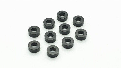 Pack of 10 aluminium M3 2.0mm flat gasket washers, used as spacer shims for precise RC car assembly