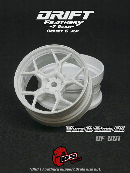 DS Racing DF-001 RC wheel set, 1/10 scale, 6mm offset, 2pcs, engineered for high traction performance