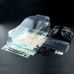 Close-up of MST Toyota Supra A90 Rocket Bunny 200mm Clear Body Shell, unpainted for RC customization