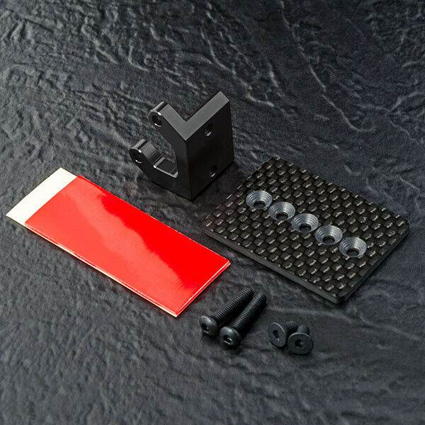 Close-up of MST RMX 2.0/2.5 Carbon ESC Mounting Plate #210639 for secure and lightweight ESC mounting