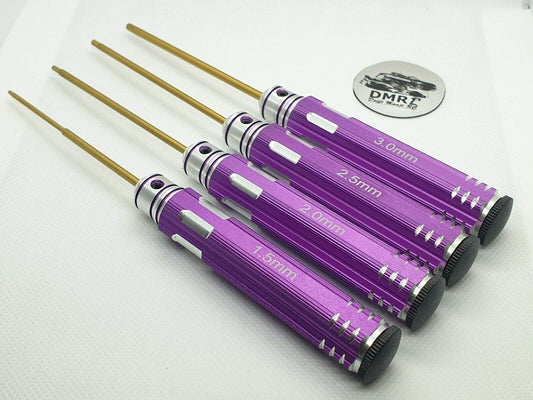 4-piece purple metric HEX Allen screwdriver set for RC cars, designed for precise adjustments - purple