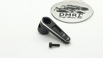 Close-up view of the 25T Aluminium Long Neck Steering Servo Horn/Arm, emphasizing its robust and precision-enhancing design - black