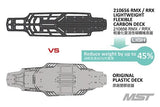 Close-up of MST RMX 2.5 Carbon Lower Chassis Deck, showcasing its flexible design, #210656