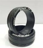 DS Racing LF-4SE plastic treaded drift tyres from Finix Series LF/HF, 1/10 scale, includes 4 tyres and foam inserts