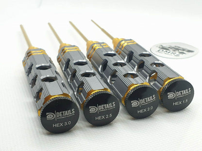 RC Car Aluminium Metric Allen Hex Screwdriver Tool Set, 4pcs