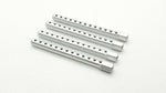Close-up of 1/10 scale RC aluminium body shell post set, 60mm, in assorted colours - silver