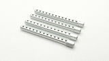 Close-up of 1/10 scale RC aluminium body shell post set, 60mm, in assorted colours - silver