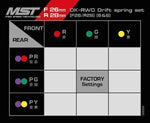 Close-up of MST DK Coil Spring Set 26-28mm, 6 Sets #820157 for precise RC suspension adjustments