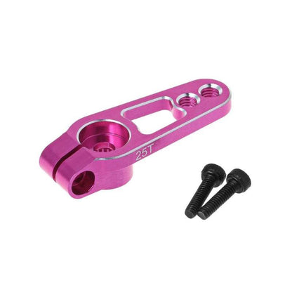 Close-up view of the 25T Aluminium Steering Servo Horn/Arm, emphasizing its robust and precision-enhancing design - pink
